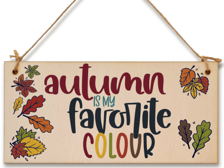 Autumn Favourite Colour Seasonal Decorative Leaves Sign Handmade Wooden Hanging Wall Plaque Gift Hallway Home Décor Hot on Sale